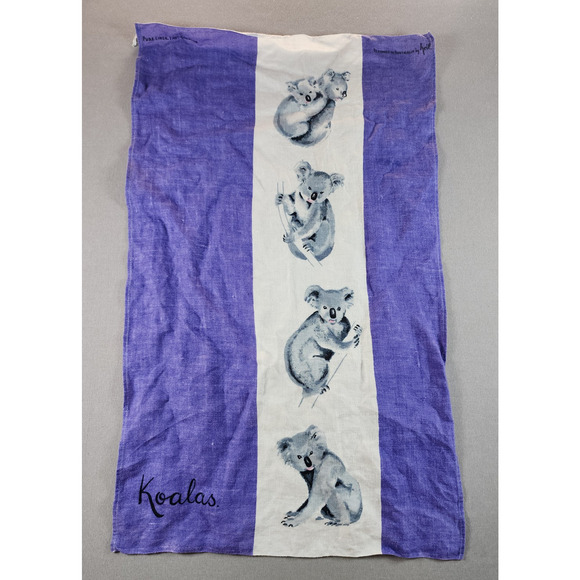 Vintage Tapestry Australia Koala 100% LinenTea Towel 30x18 - Picture 1 of 8